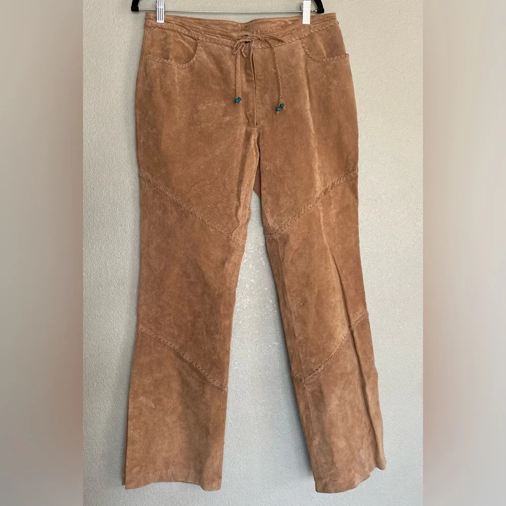 Womens Native American Wilson Leather Suede Fringe Vest Tan Outfit XL 14 - Picture 10 of 16